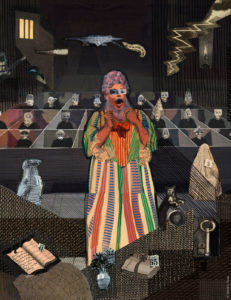 The Rake's Progress Glyndebourne Festival 2020 Painted Collage illustration by shadric toop featuring the set designs of David Hockney